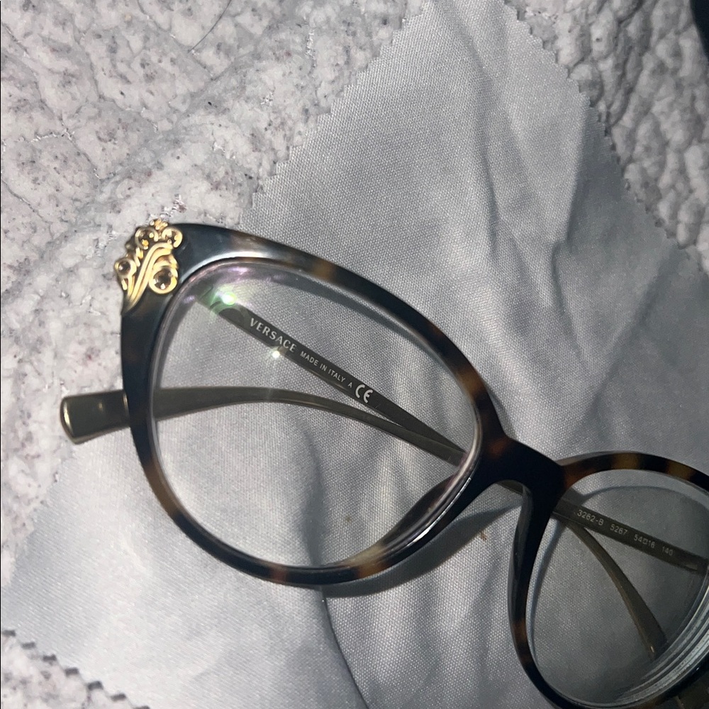 Versace Tortoiseshell Glasses with Gold Accent